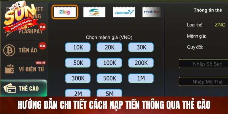 Hướng dẫn chi tiết cách nạp tiền thông qua thẻ cào Hướng dẫn chi tiết cách nạp tiền thông qua thẻ cào