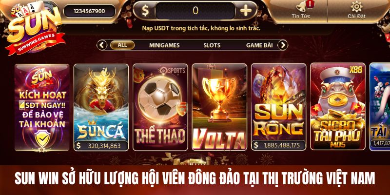 SUN WIN sở hữu lượng hội viên đông đảo tại thị trường Việt Nam
